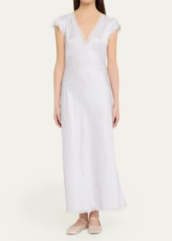 LoveShackFancyTheodore Silk-Blend Floral Maxi Dress