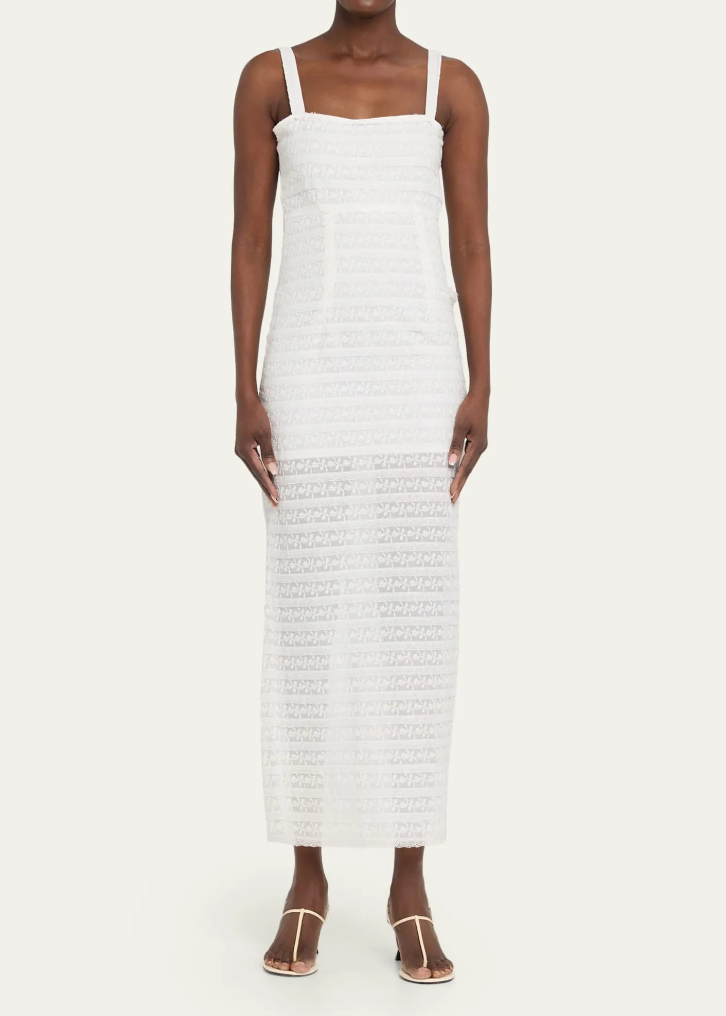 LoveShackFancyVerna Lace Stripe Midi Dress