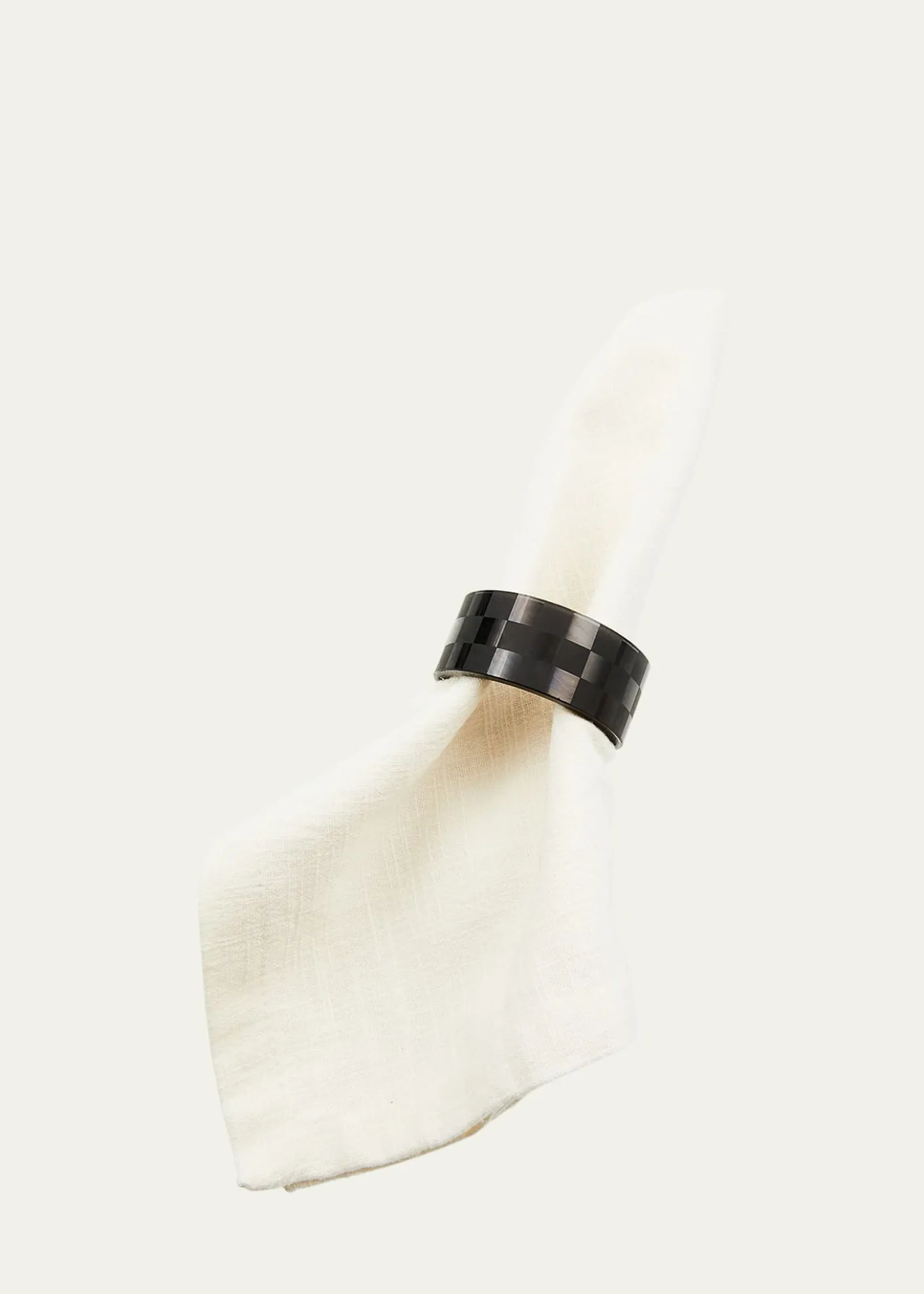 MacKenzie-ChildsBlack Check Napkin Ring, Set of 4