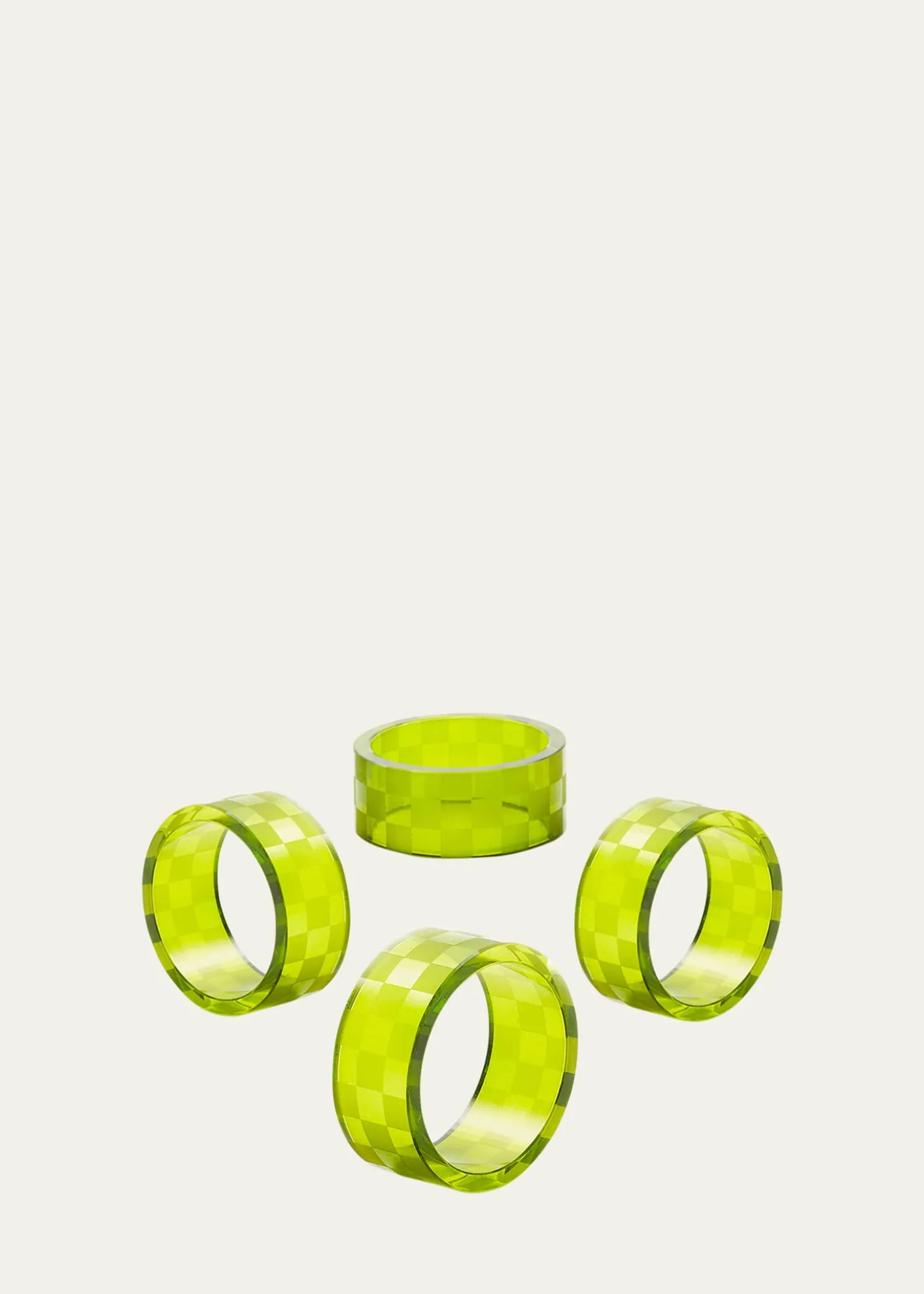 MacKenzie-ChildsGreen Check Napkin Rings, Set of 4