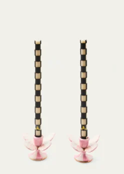MacKenzie-ChildsRosy Check Butterfly Candle Holders, Set of 2