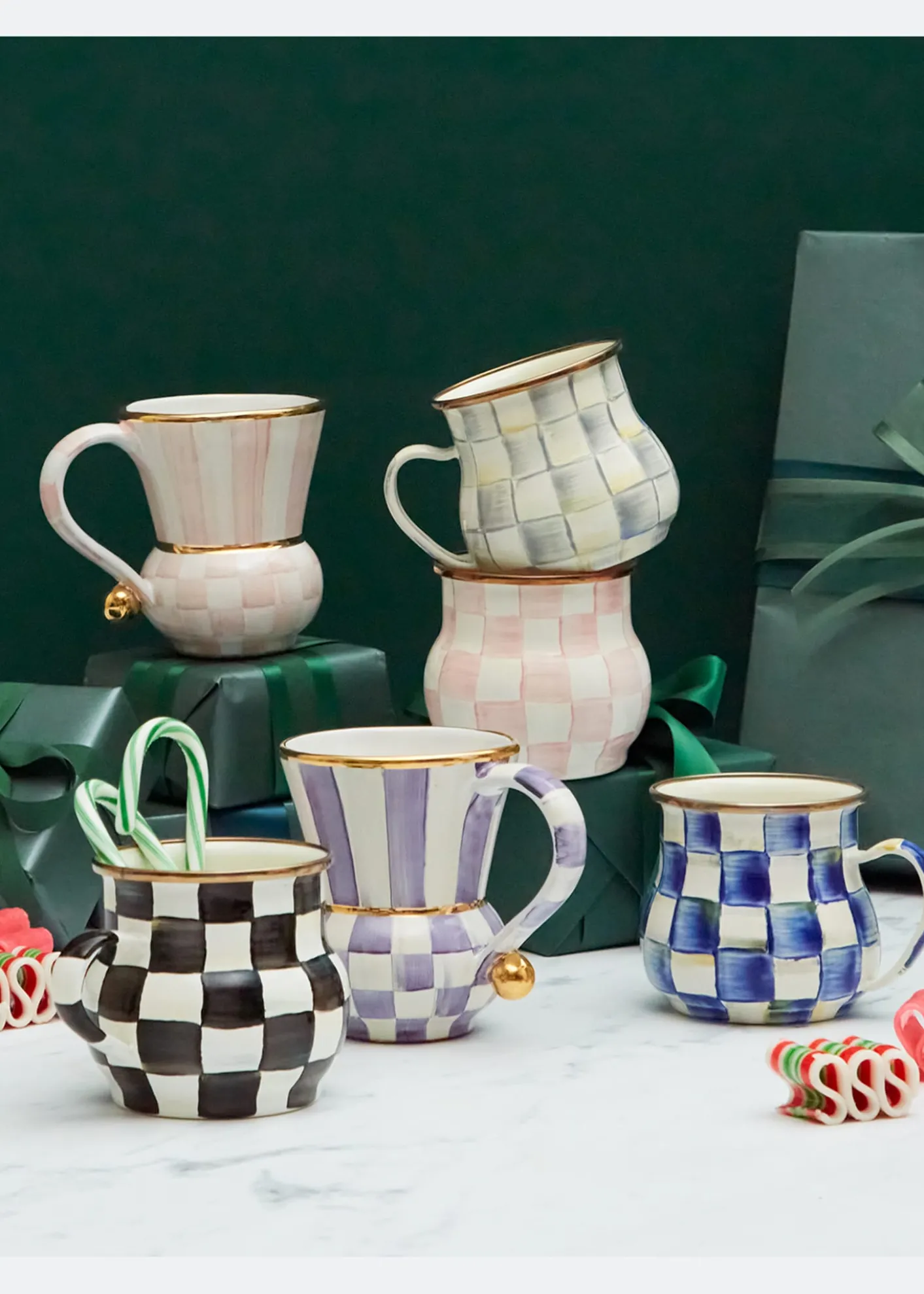MacKenzie-ChildsRosy Check Ceramic Mug