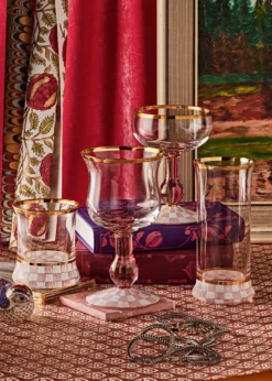 MacKenzie-ChildsRosy Check Coupe Glass