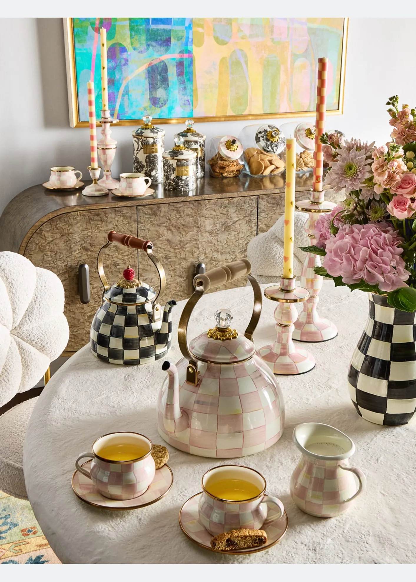 MacKenzie-ChildsRosy Check Enamel Saucer
