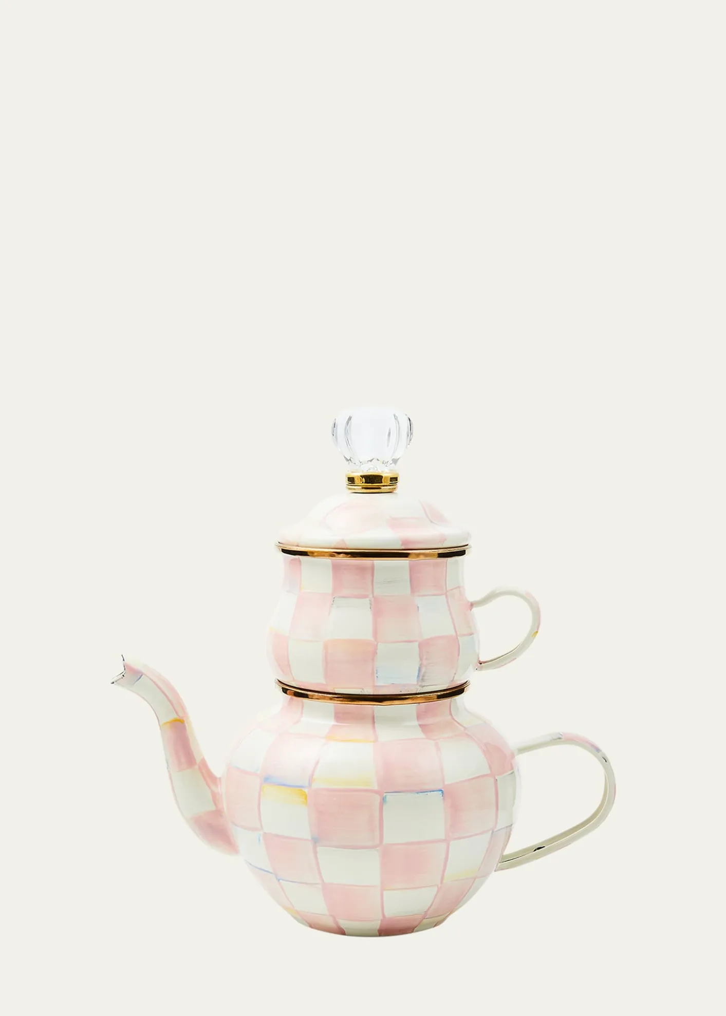 MacKenzie-ChildsRosy Check Enamel High Tea Set