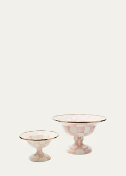 MacKenzie-ChildsRosy Check Enamel Compote Bowl, Small
