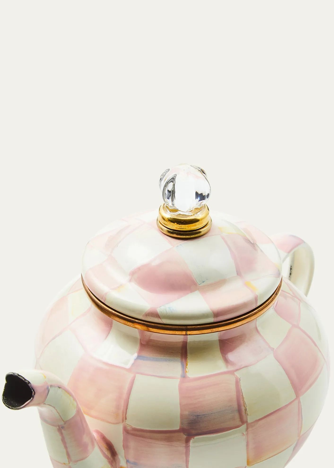 MacKenzie-ChildsRosy Check Enamel Teapot, 4 Cup
