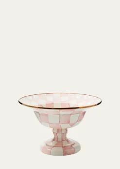 MacKenzie-ChildsRosy Check Enamel Compote Bowl, Large