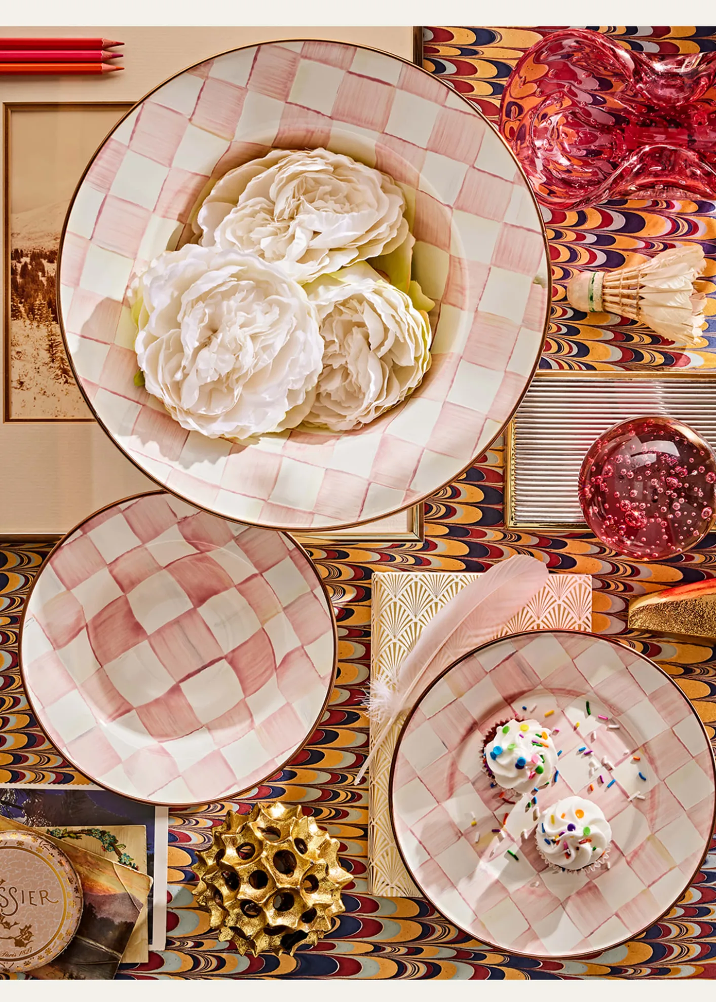 MacKenzie-ChildsRosy Check Enamel Breakfast Bowl