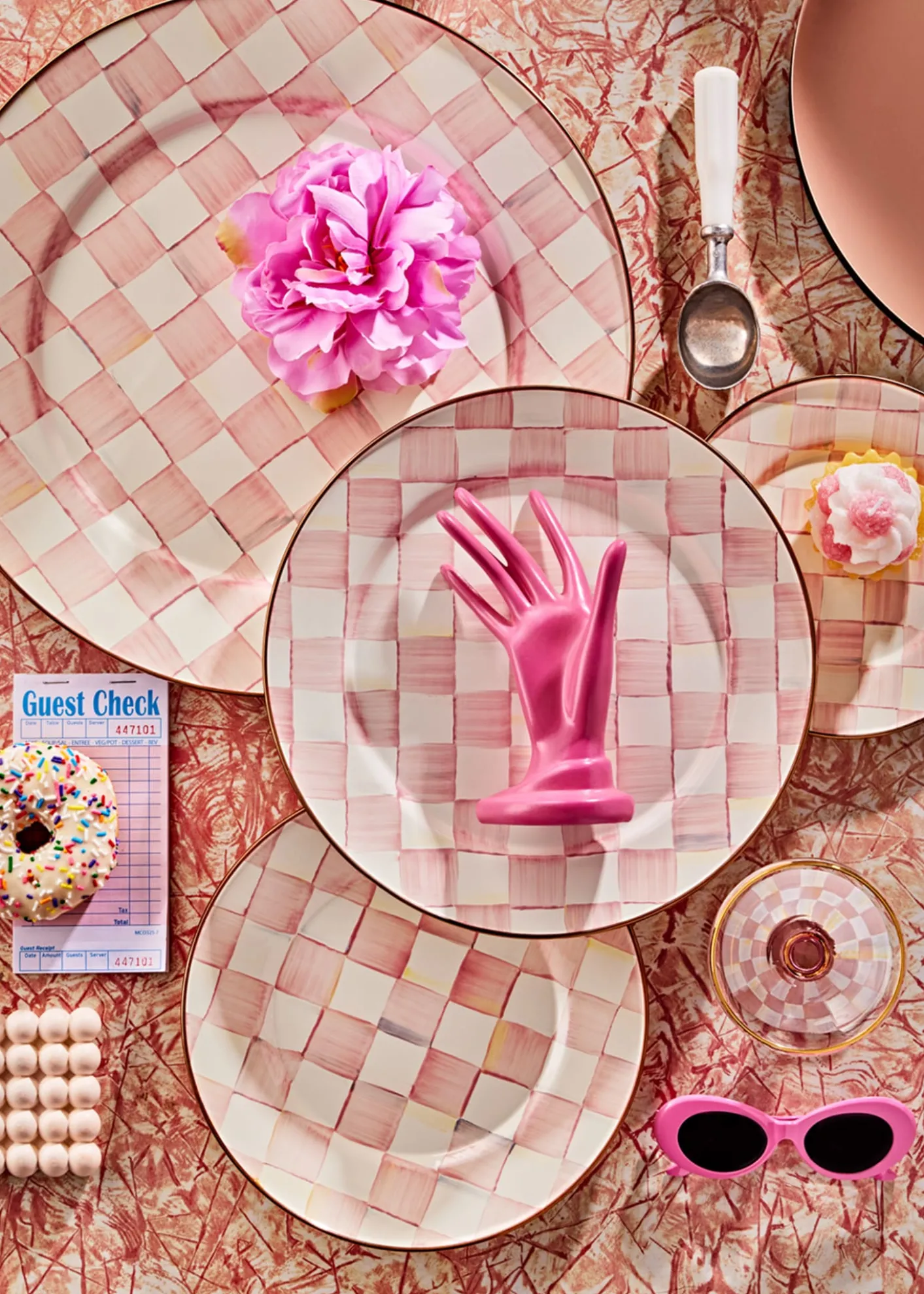 MacKenzie-ChildsRosy Check Enamel Charger Plate