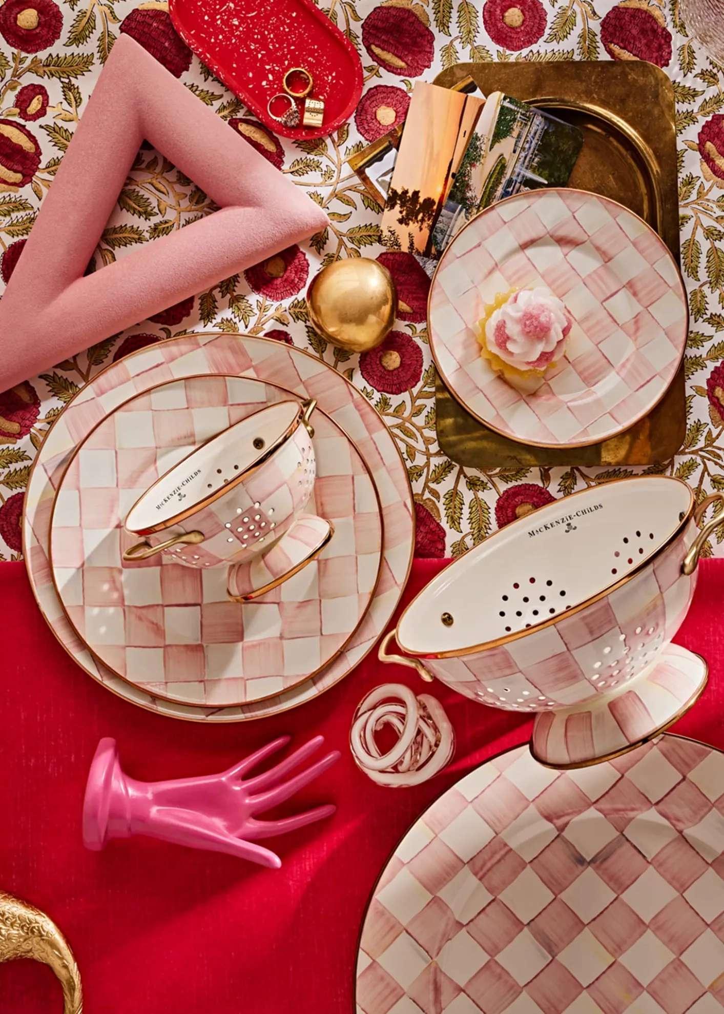 MacKenzie-ChildsRosy Check Enamel Charger Plate