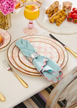 MacKenzie-ChildsRosy Check Enamel Charger Plate