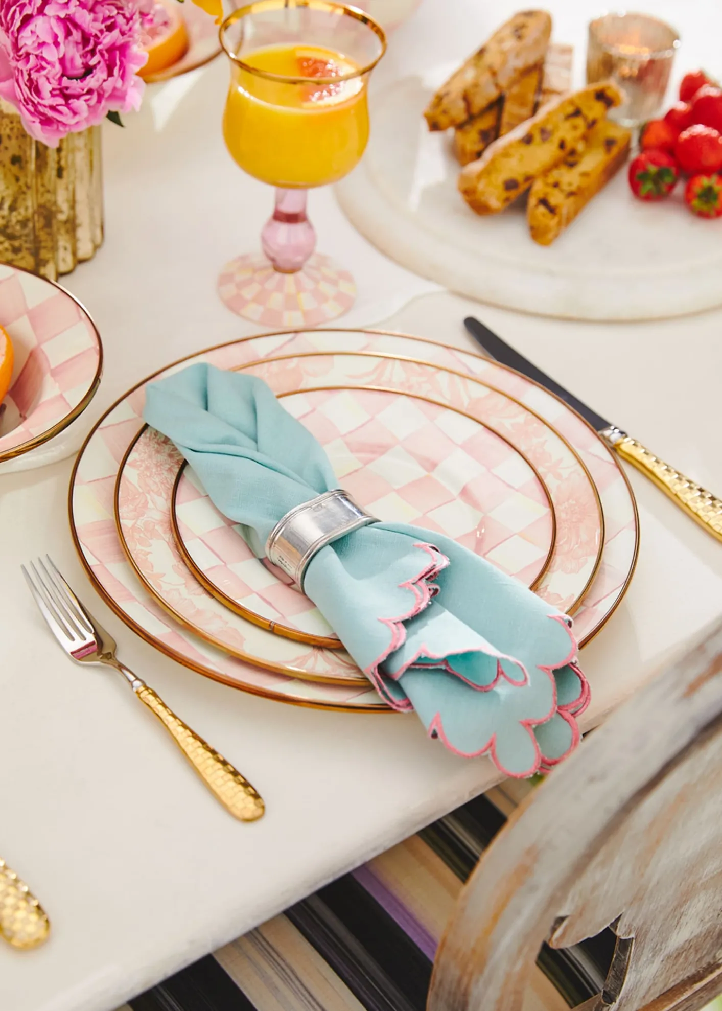 MacKenzie-ChildsRosy Check Enamel Charger Plate