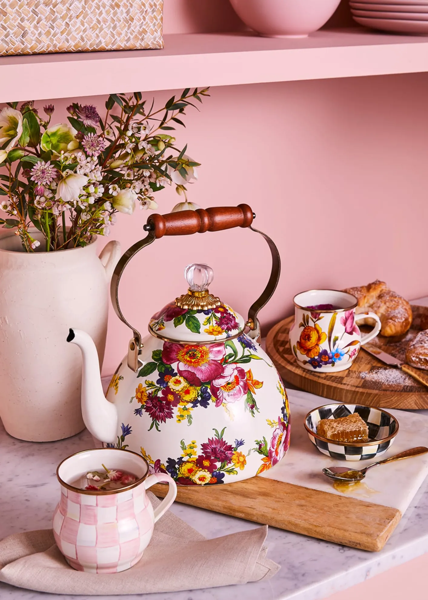 MacKenzie-ChildsRosy Check Enamel Mug