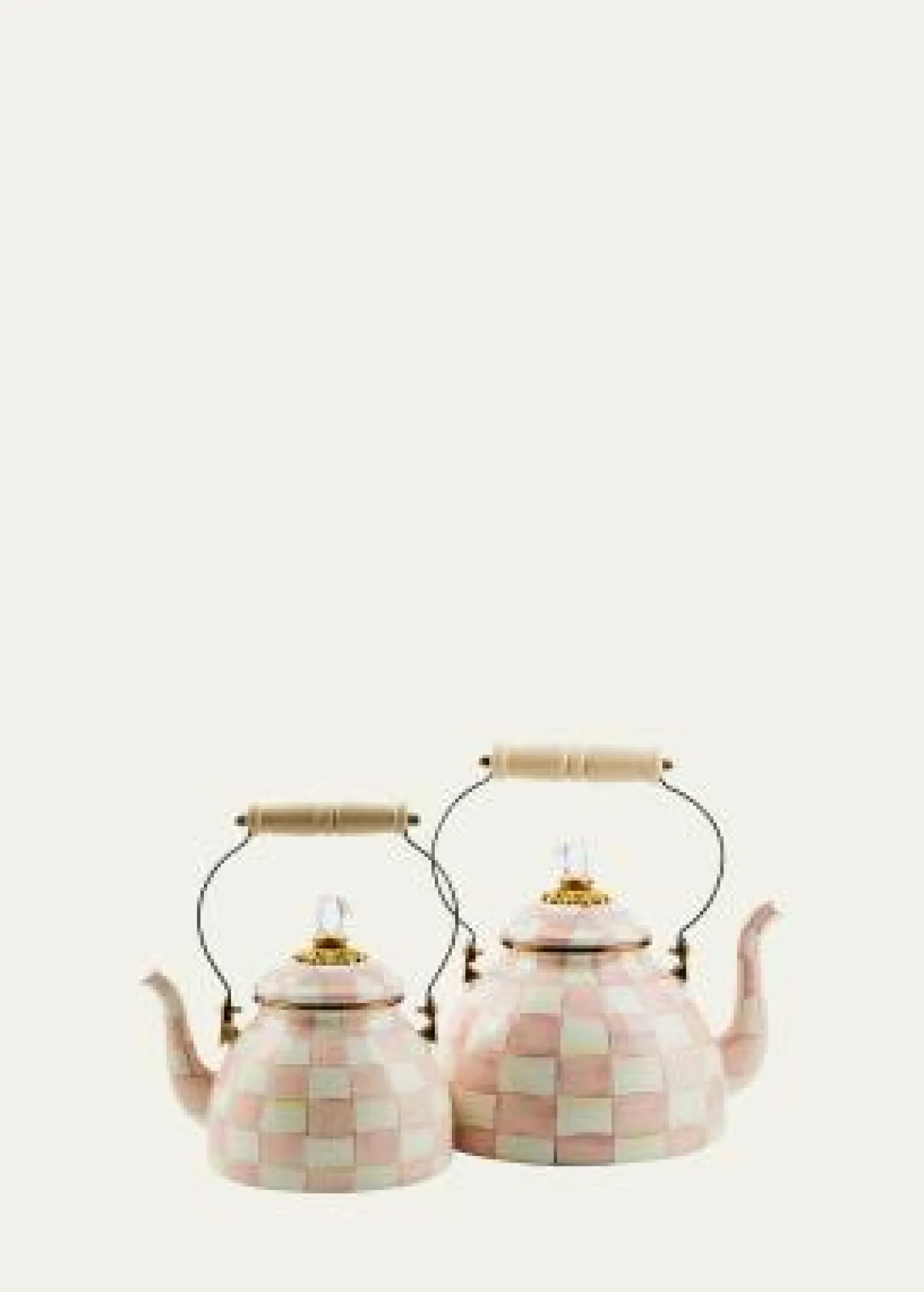 MacKenzie-ChildsRosy Check Enamel Tea Kettle, 3qt.