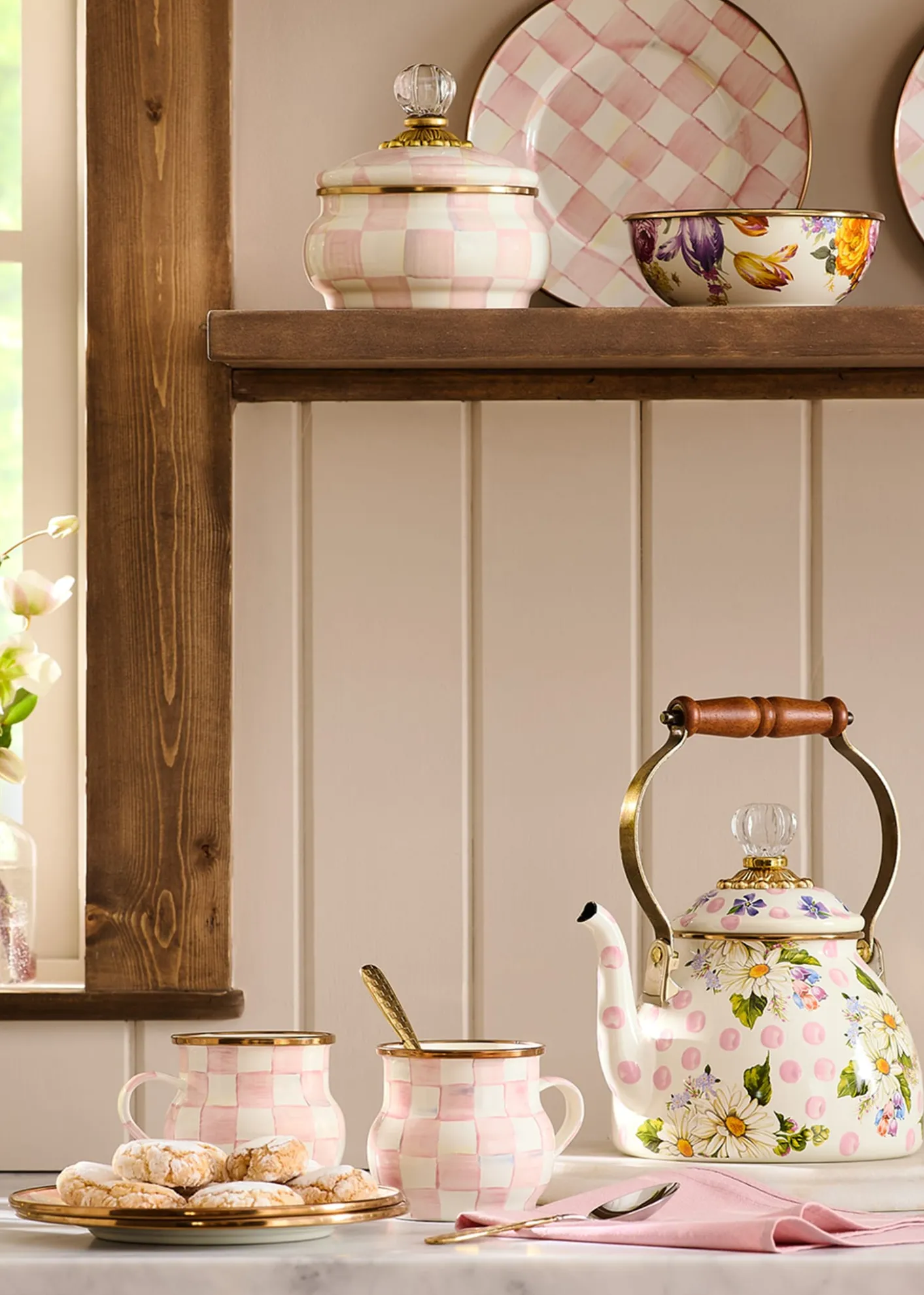 MacKenzie-ChildsRosy Check Enamel Squashed Pot