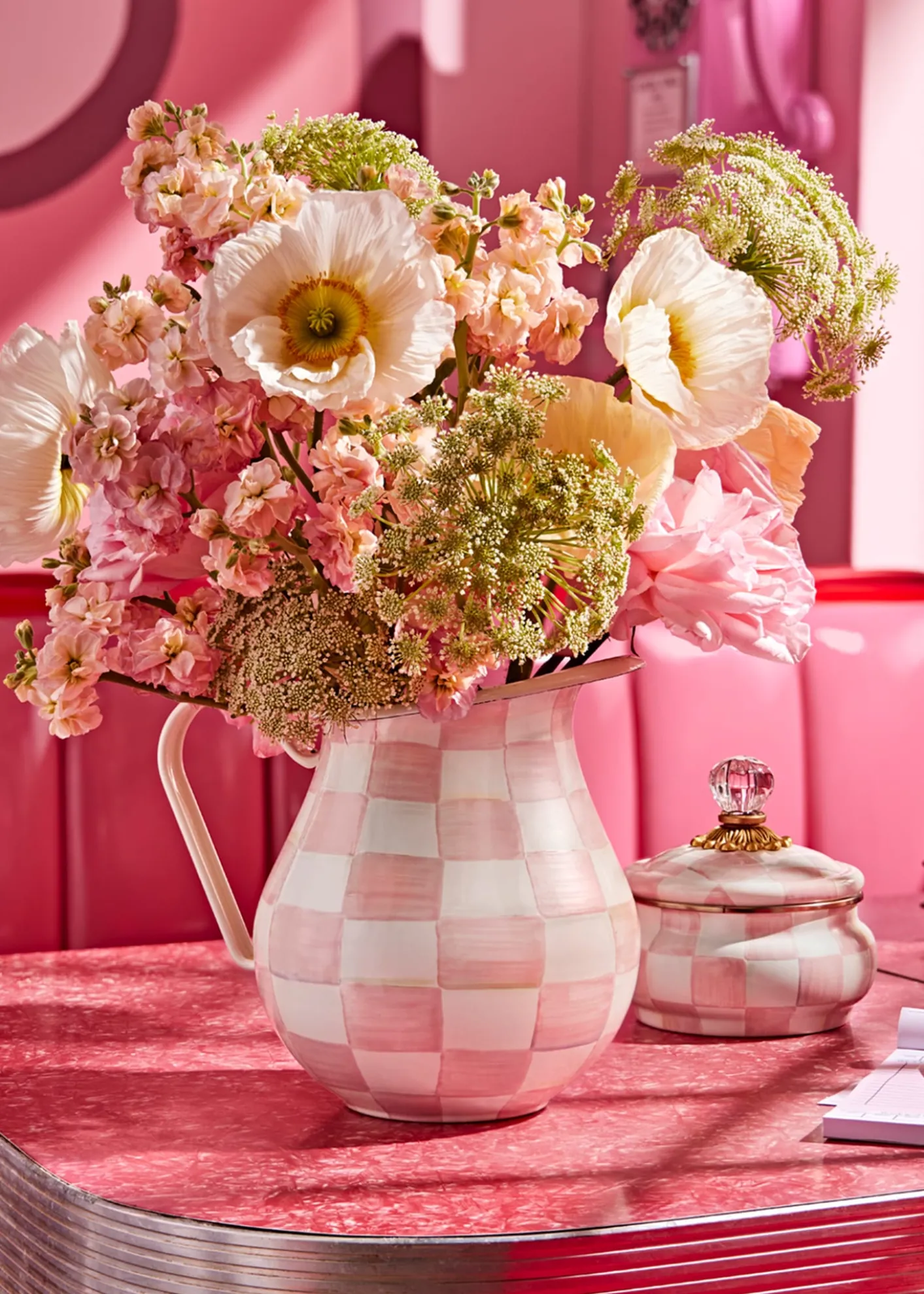 MacKenzie-ChildsRosy Check Enamel Squashed Pot