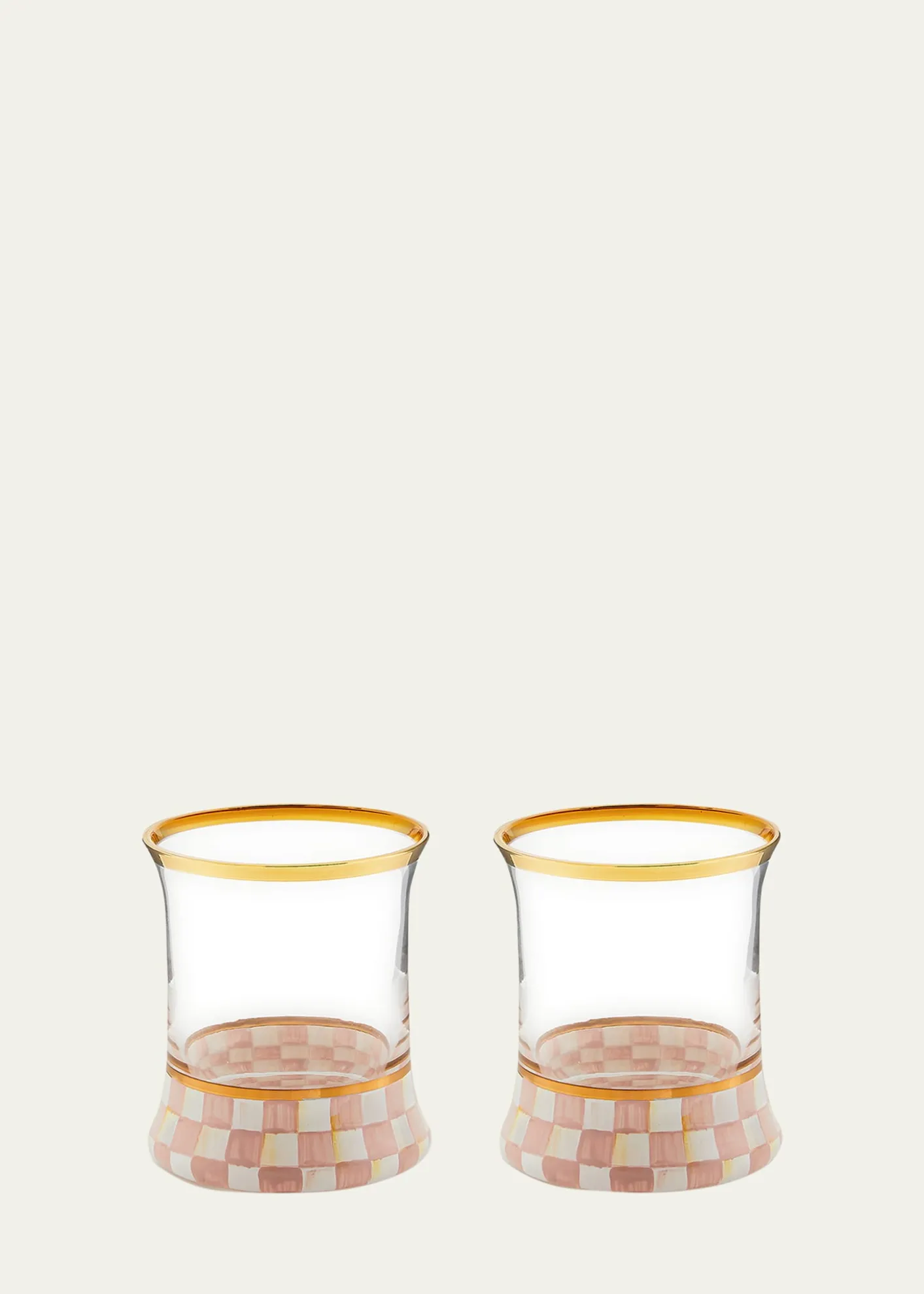MacKenzie-ChildsRosy Check Tumbler Glasses, Set of 2