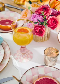 MacKenzie-ChildsRosy Check Wine Glass
