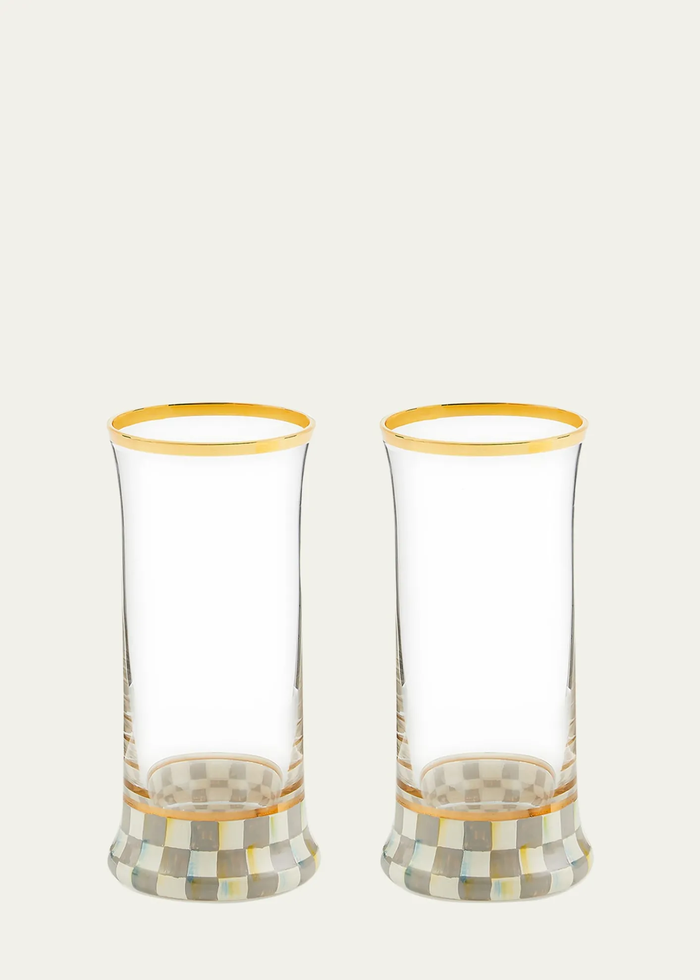 MacKenzie-ChildsSterling Check Highball Glass, Set of 2