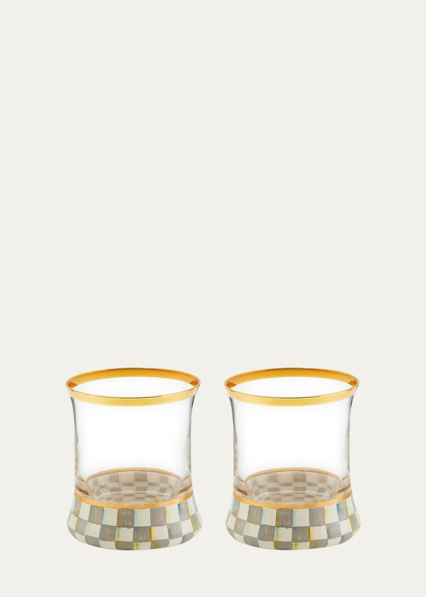 MacKenzie-ChildsSterling Check Tumbler Glass, Set of 2