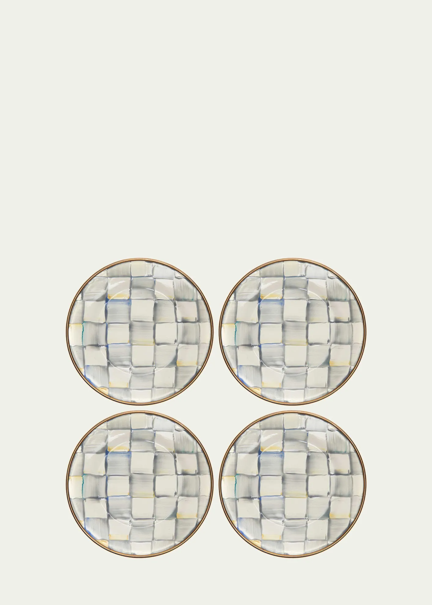 MacKenzie-ChildsSterling Check Enamel Canape Plates, Set of 4
