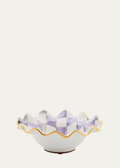 MacKenzie-ChildsViolet Check Fluted Ceramic Breakfast Bowl