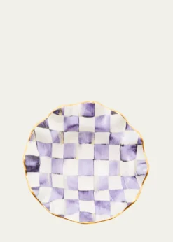 MacKenzie-ChildsViolet Check Fluted Ceramic Breakfast Bowl