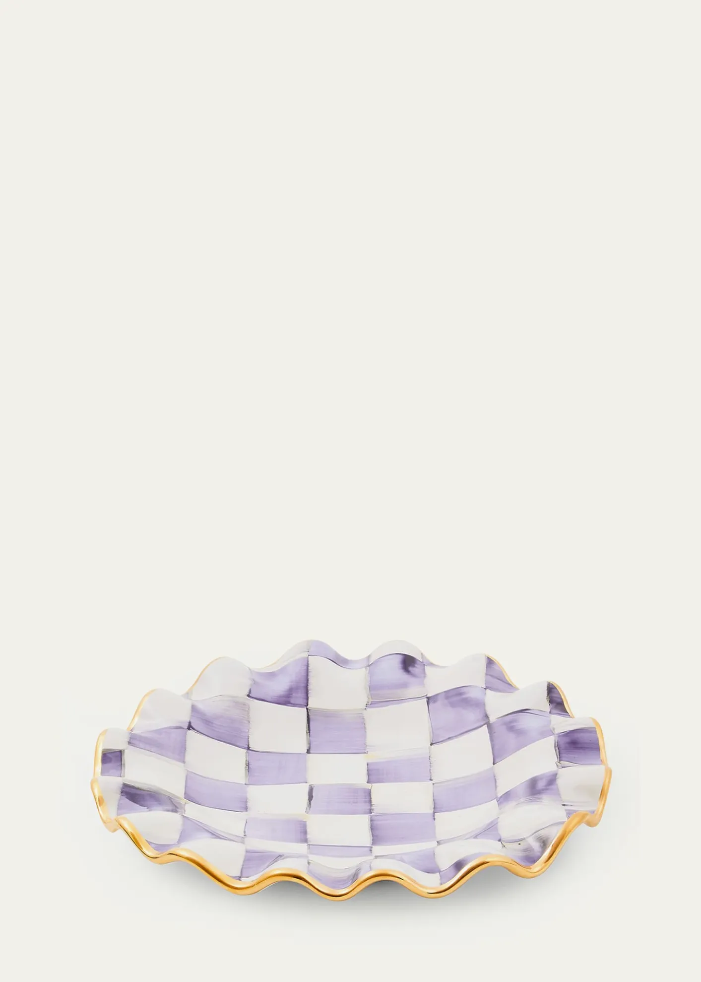 MacKenzie-ChildsViolet Check Fluted Ceramic Dessert Plate