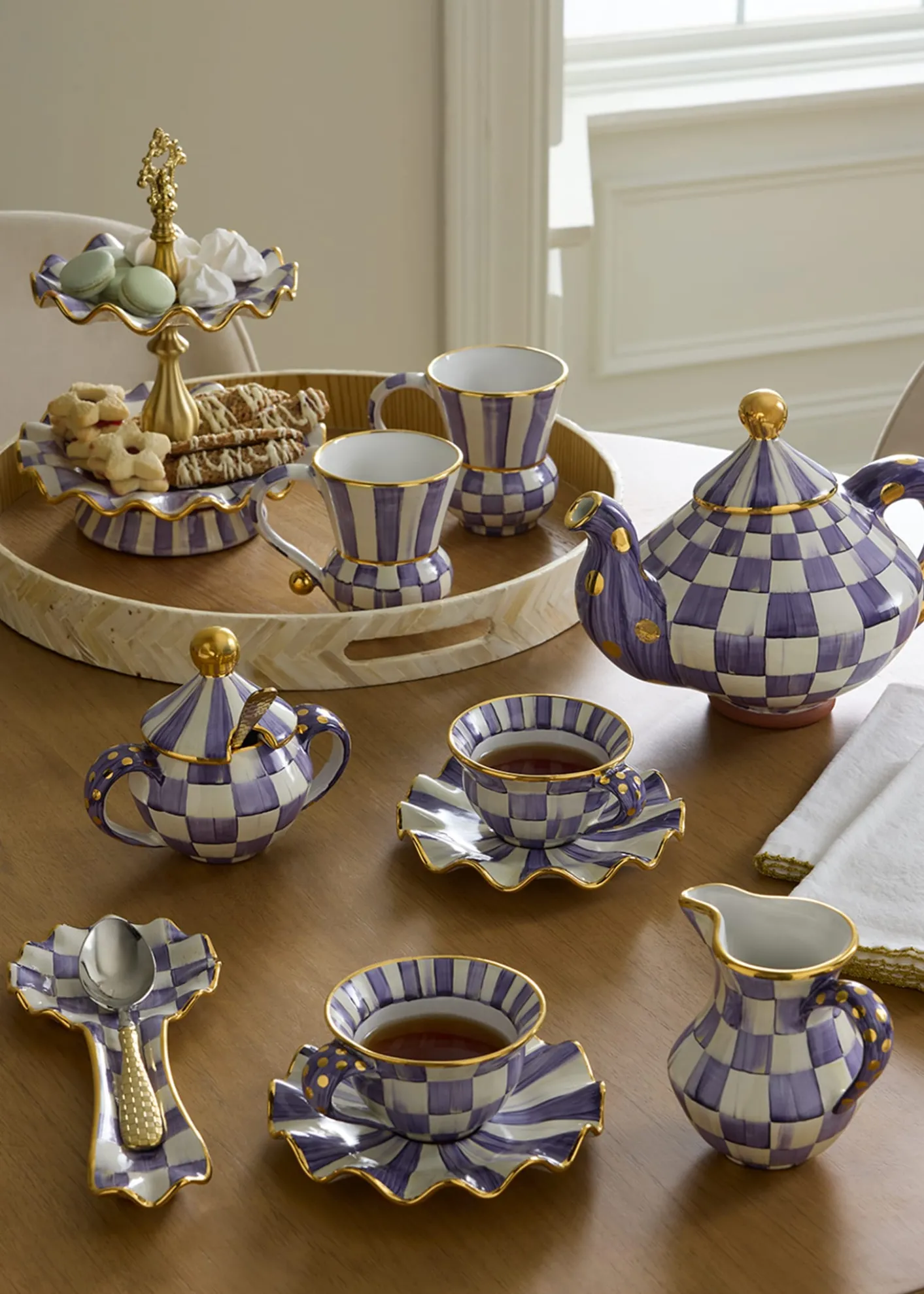 MacKenzie-ChildsViolet Check Ceramic Spoon Rest