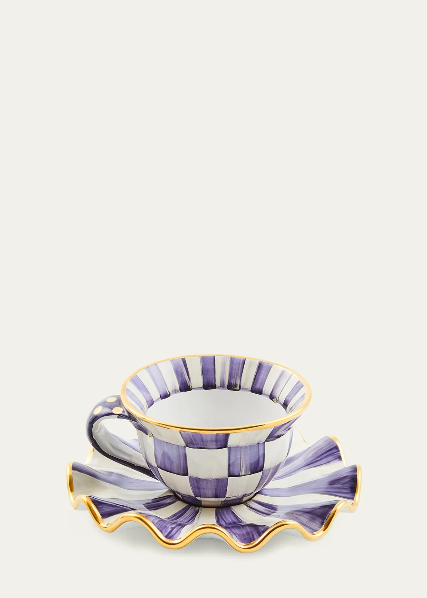 MacKenzie-ChildsViolet Check Ceramic Saucer