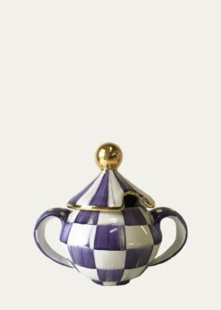 MacKenzie-ChildsViolet Check Ceramic Sugar Bowl with Lid