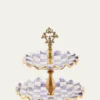 MacKenzie-ChildsViolet Check Fluted Ceramic Two-Tier Sweet Stand