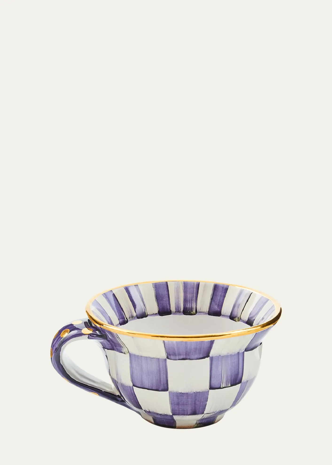 MacKenzie-ChildsViolet Check Ceramic Teacup