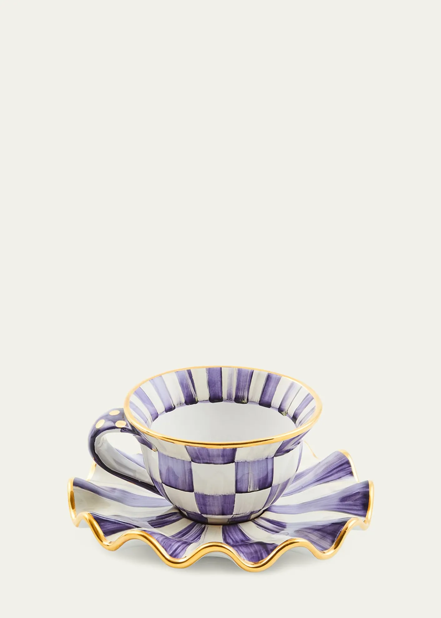 MacKenzie-ChildsViolet Check Ceramic Teacup