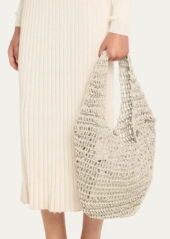 MaedenCrochet Market Shoulder Bag in Nappa Leather