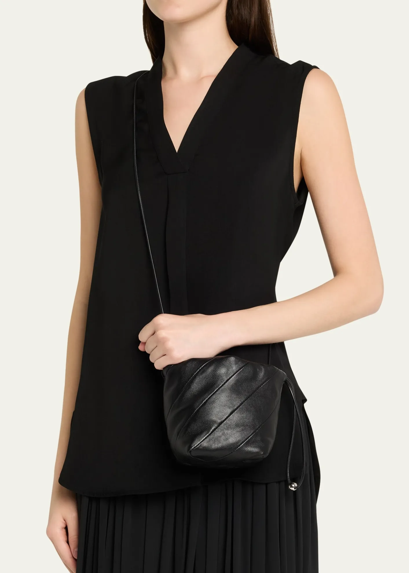 MaedenMiami Twisted Leather Drawstring Pouch Bag