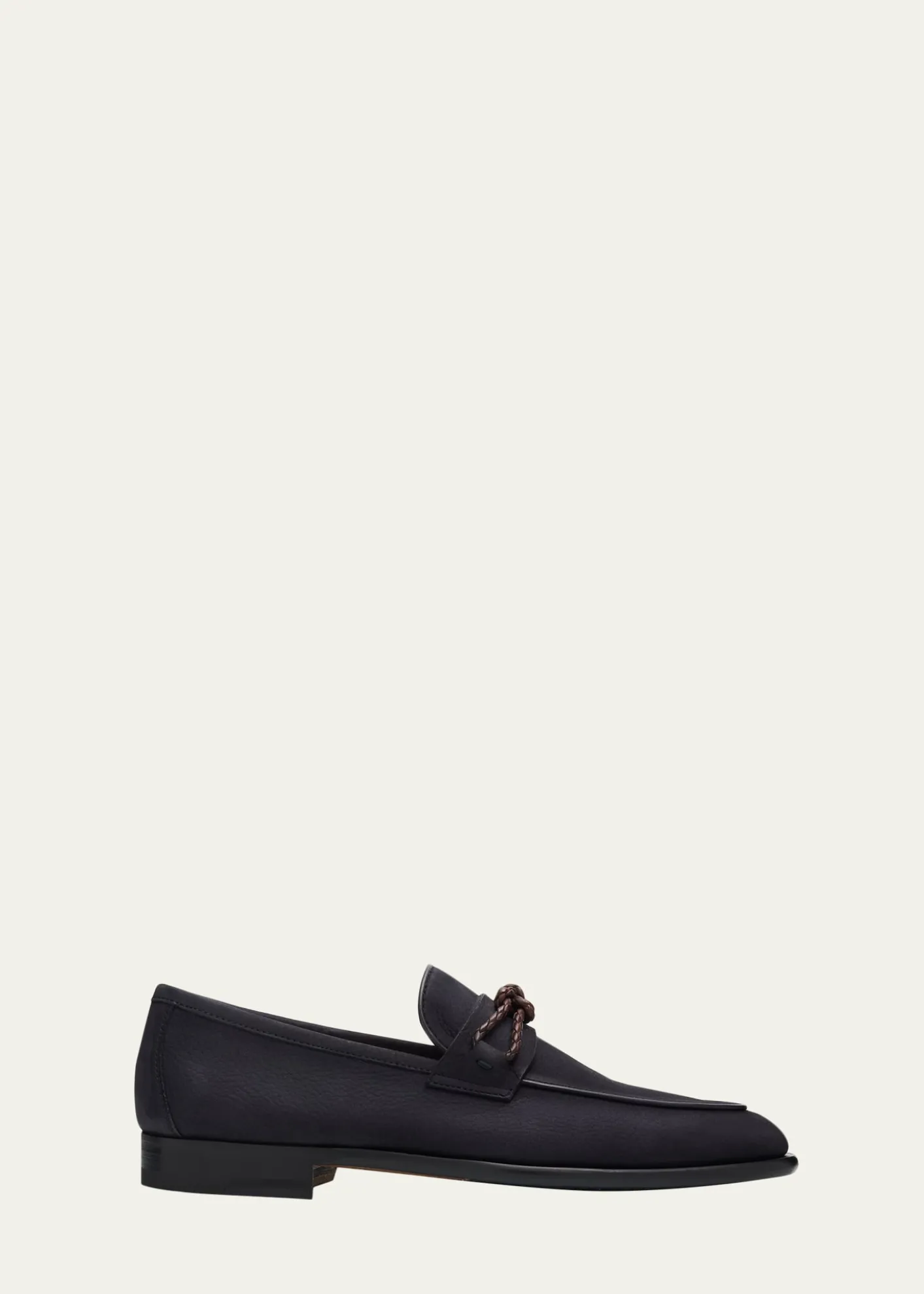 MagnanniMen's Duerro Knot Grained Leather Penny Loafers