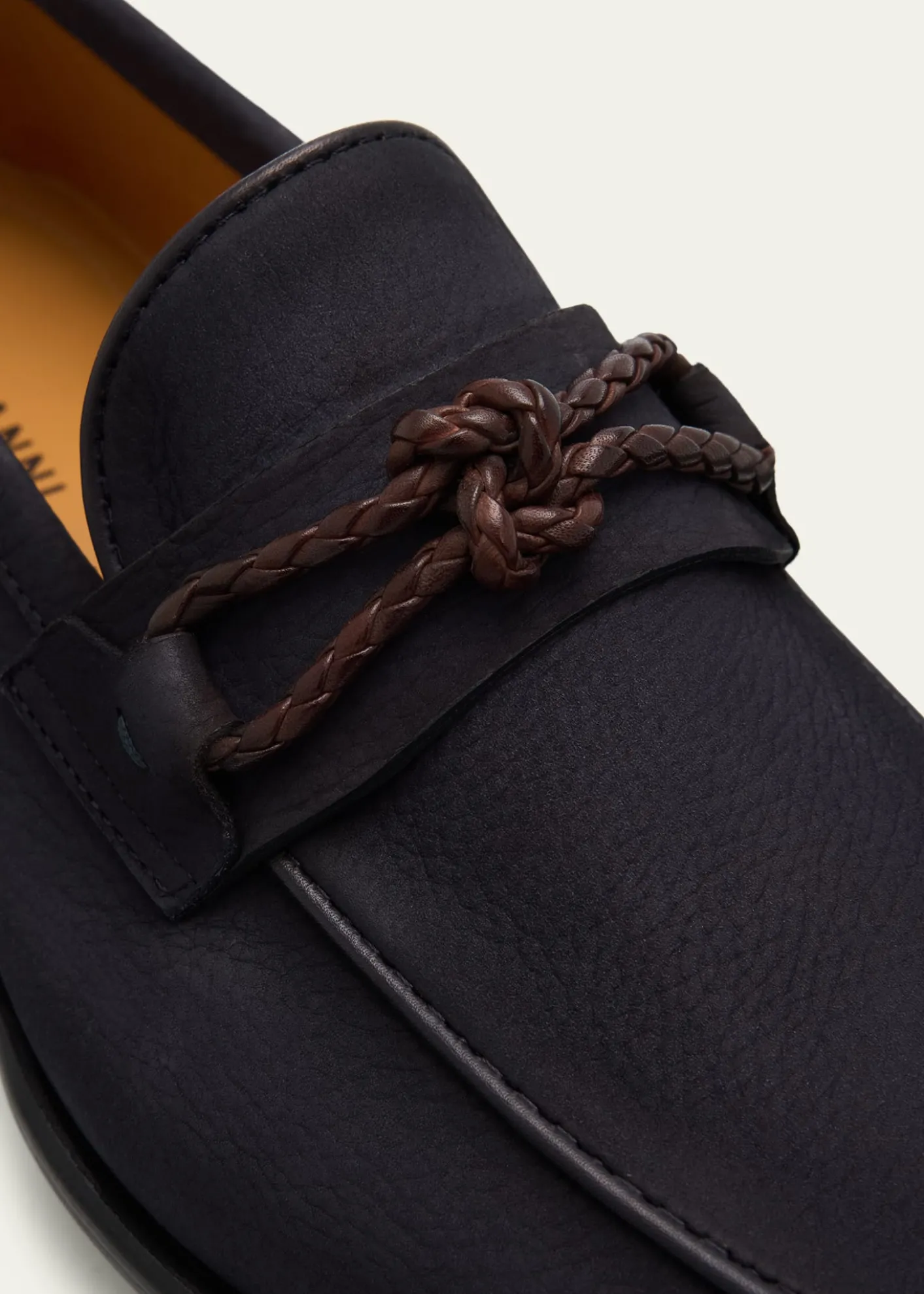 MagnanniMen's Duerro Knot Grained Leather Penny Loafers