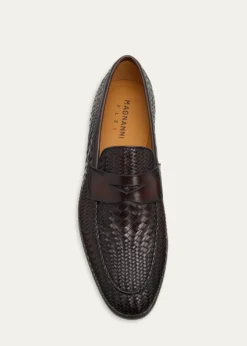 MagnanniMen's Halwell Woven Leather Penny Loafers