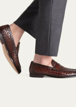 MagnanniMen's Hyde Woven Leather Penny Loafers