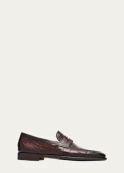 MagnanniMen's Saeta Matte Alligator Penny Loafers