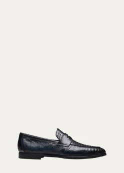 MagnanniVincente Lizard Leather Penny Loafers