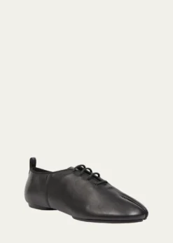 Maison MargielaMen's Tabi Jazz Leather Lace-Up Ballerina Flats