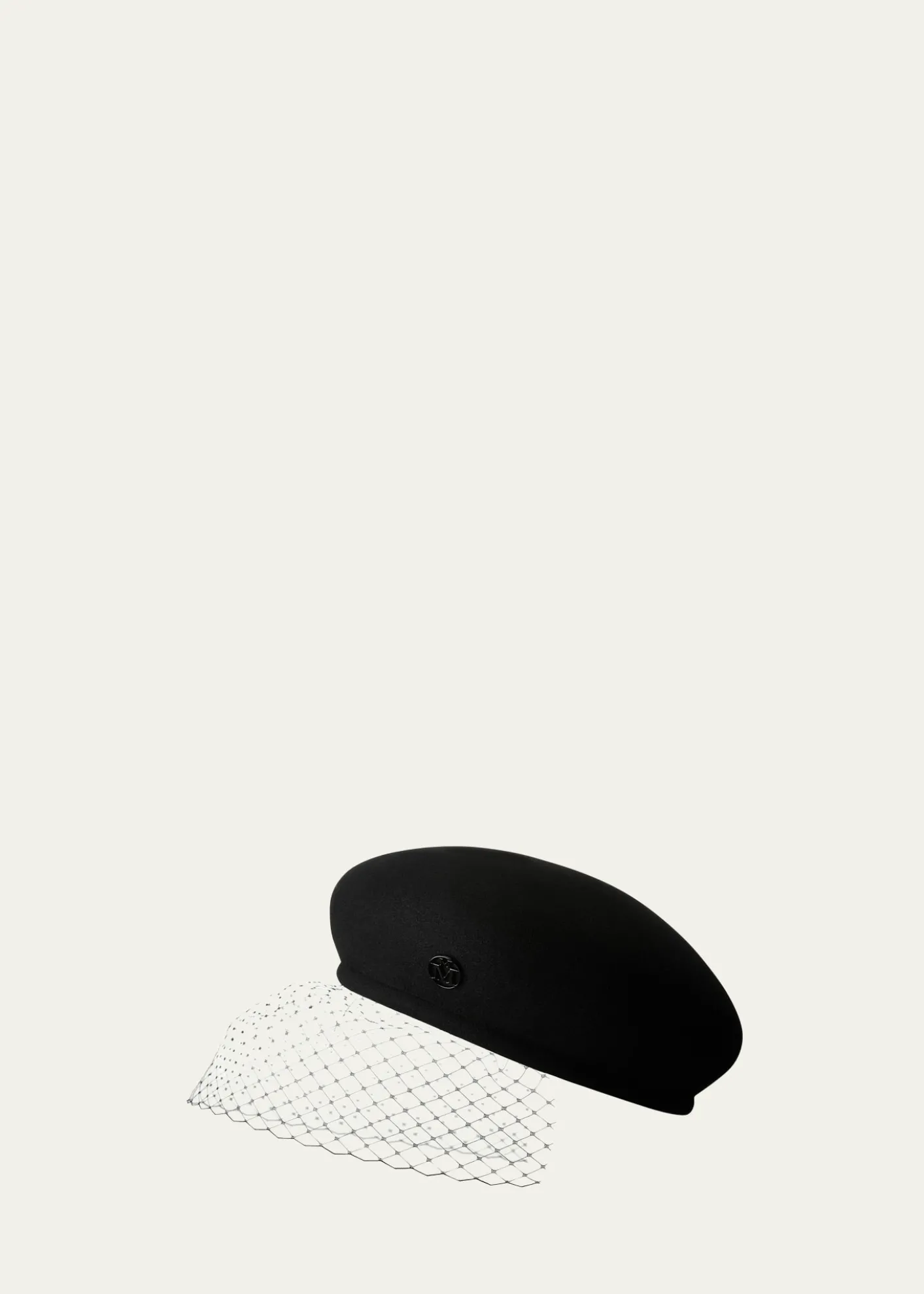 Maison MichelNew Bonnie Black Veil Felt Beret