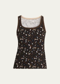 Majestic FilaturesAnimal-Print Organic Cotton Rib Tank Top