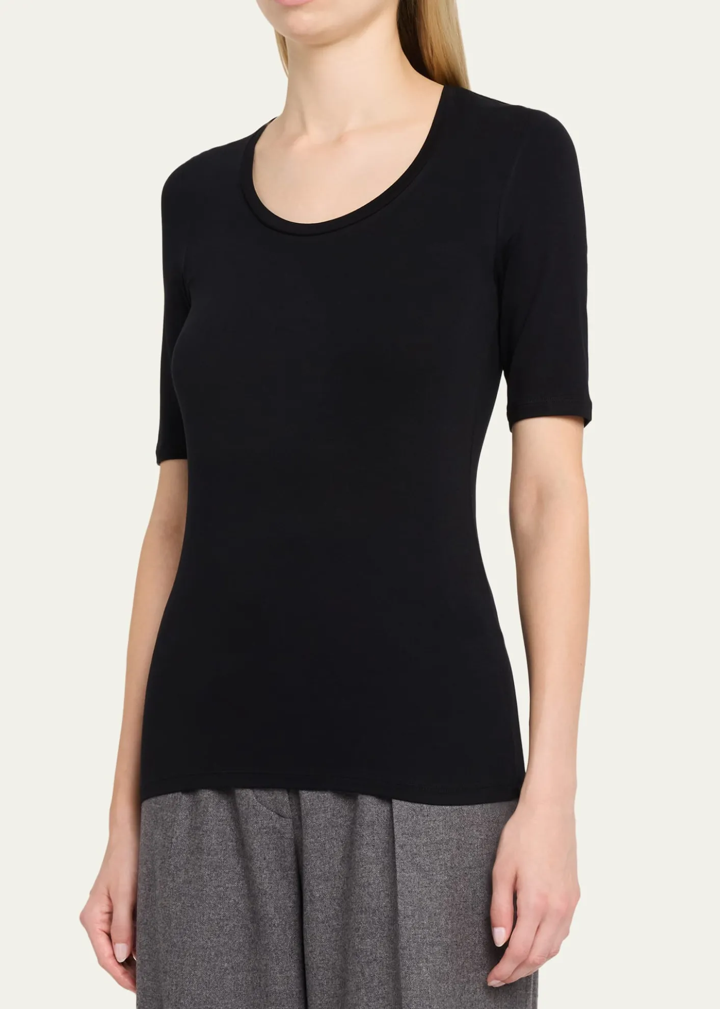 Majestic FilaturesElbow-Sleeve Scoop-Neck Shirt