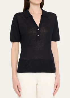 Majestic FilaturesSemi-Sheer Knit Polo Shirt