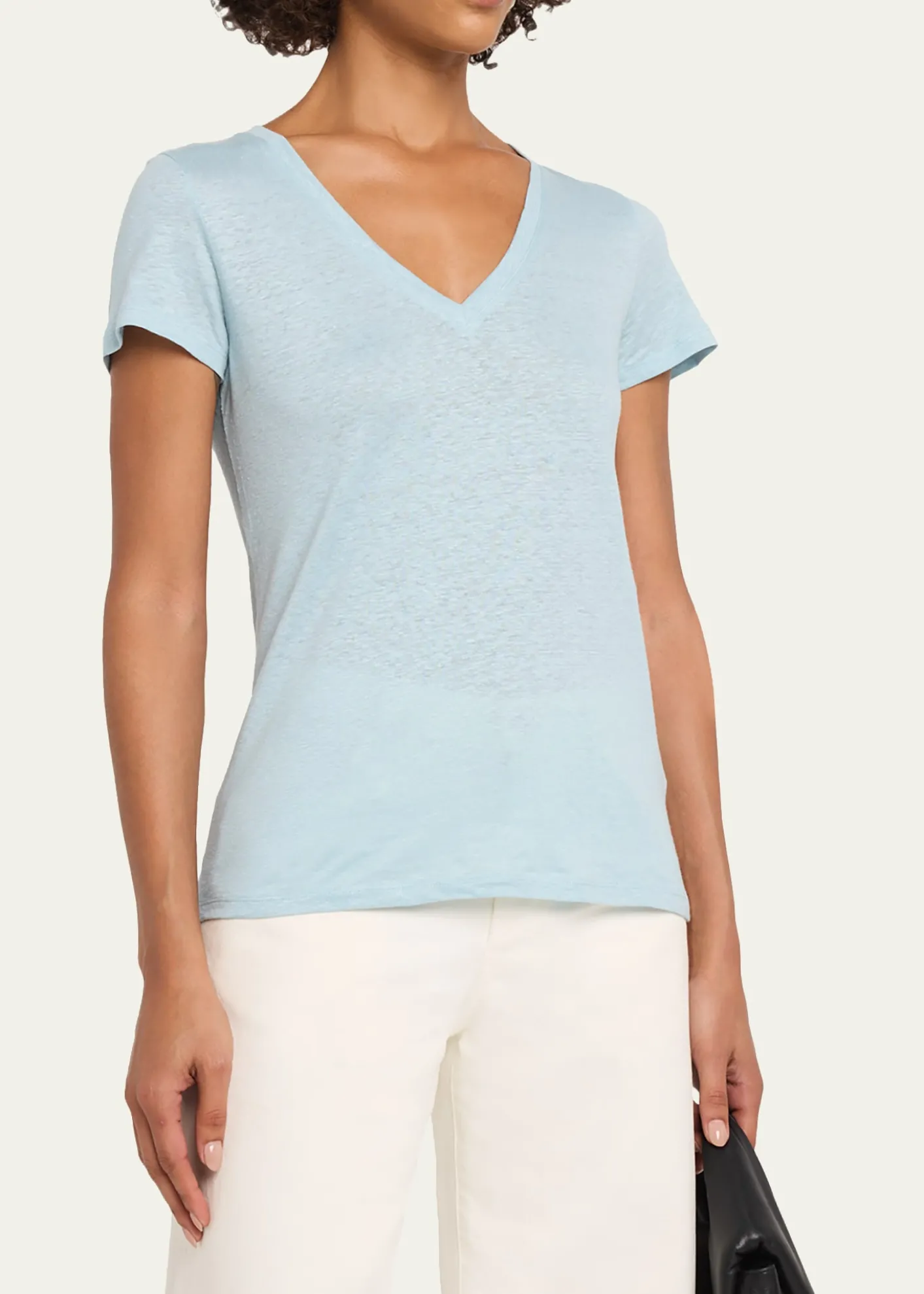 Majestic FilaturesShort-Sleeve Stretch Linen Top