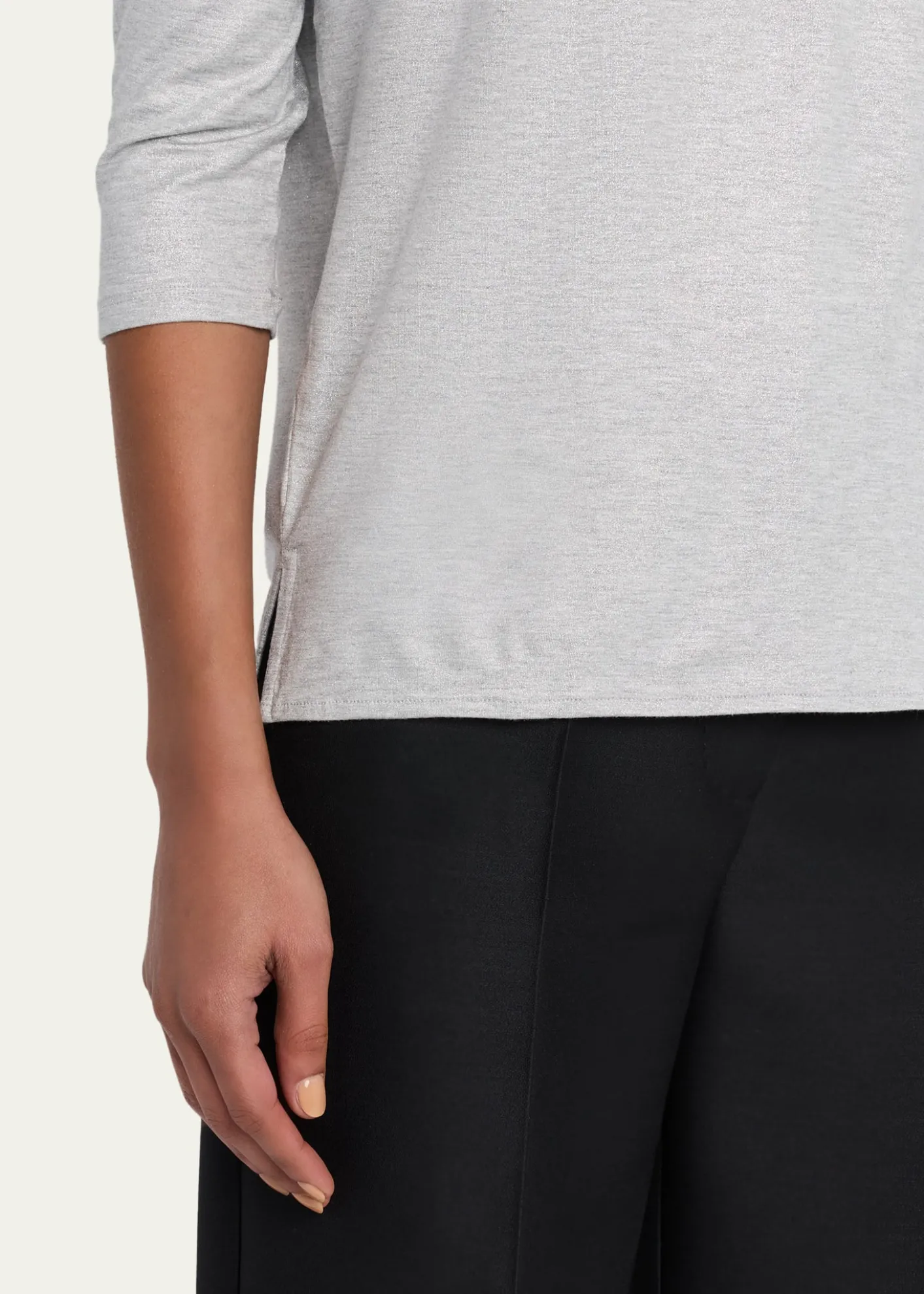 Majestic FilaturesSoft Touch 3/4-Sleeve Metallic Jersey T-Shirt